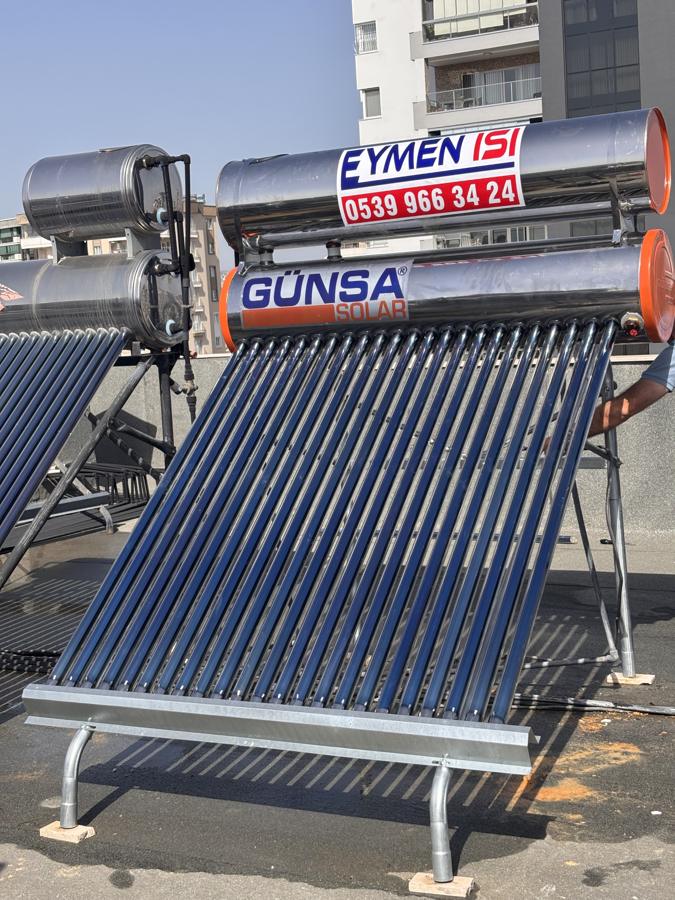 Teras çatıya kurulan Günsa Solar vakum tüplü güneş enerjisi sistemi